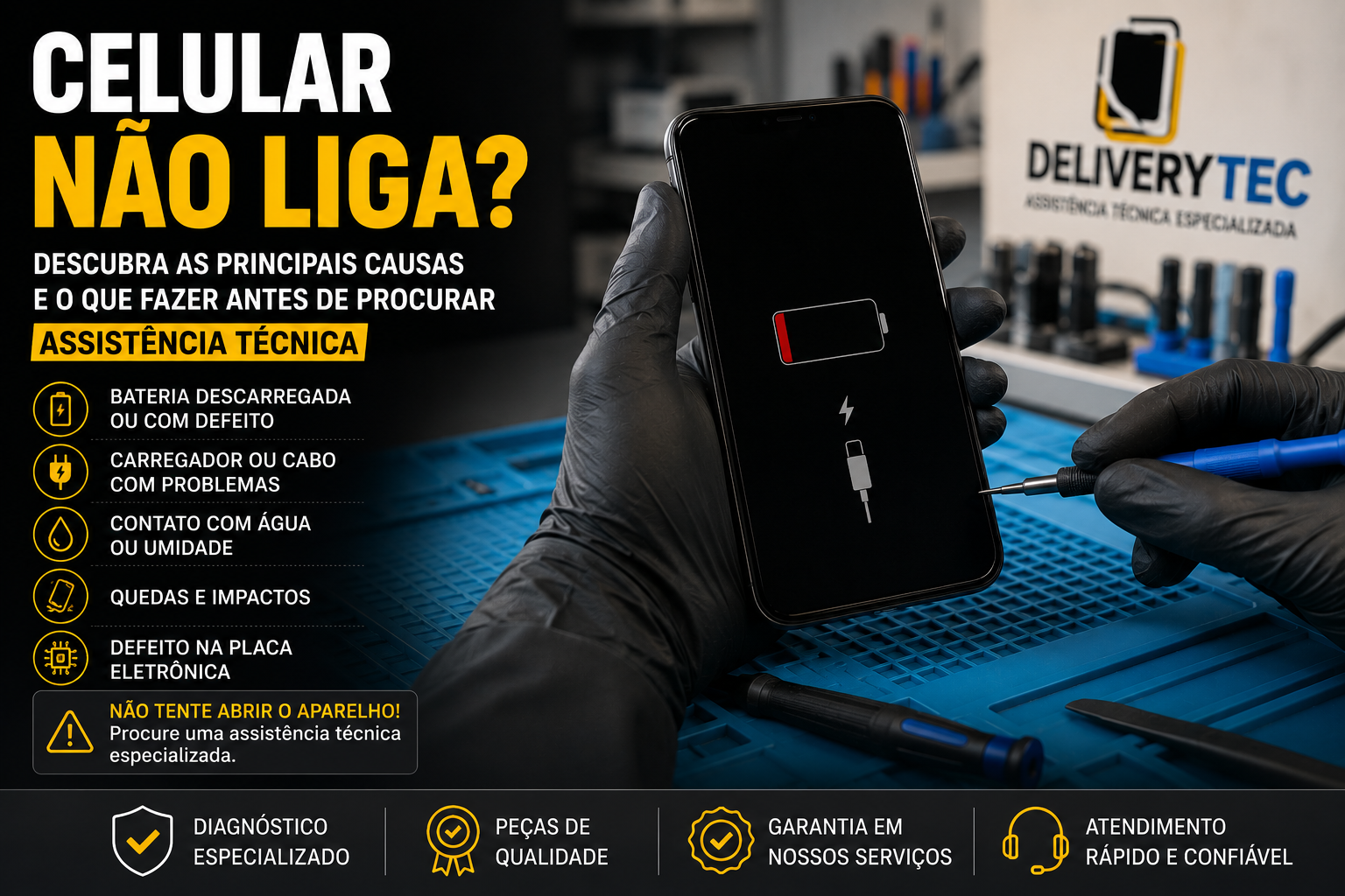 Celular não liga? Descubra as principais causas e o que fazer antes de procurar assistência técnica