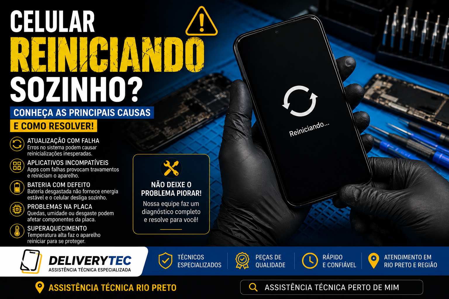 Celular reiniciando sozinho? Conheça as principais causas e como resolver