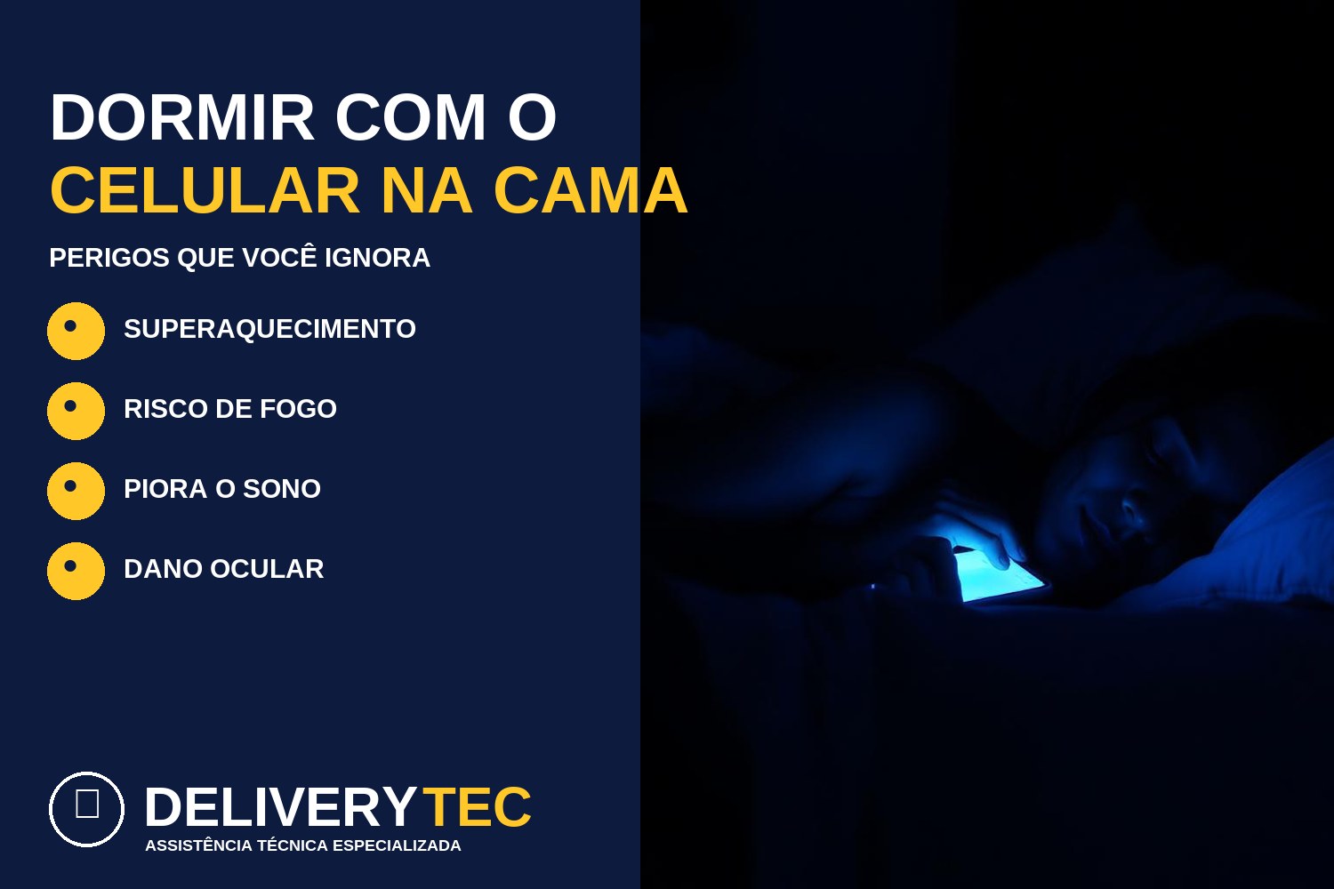 Dormir com o celular na cama: perigos que você ignora