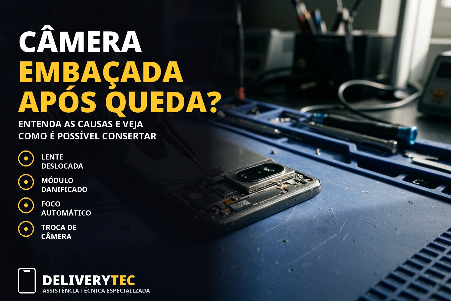 Meu celular caiu e a câmera ficou embaçada. O que pode ser?