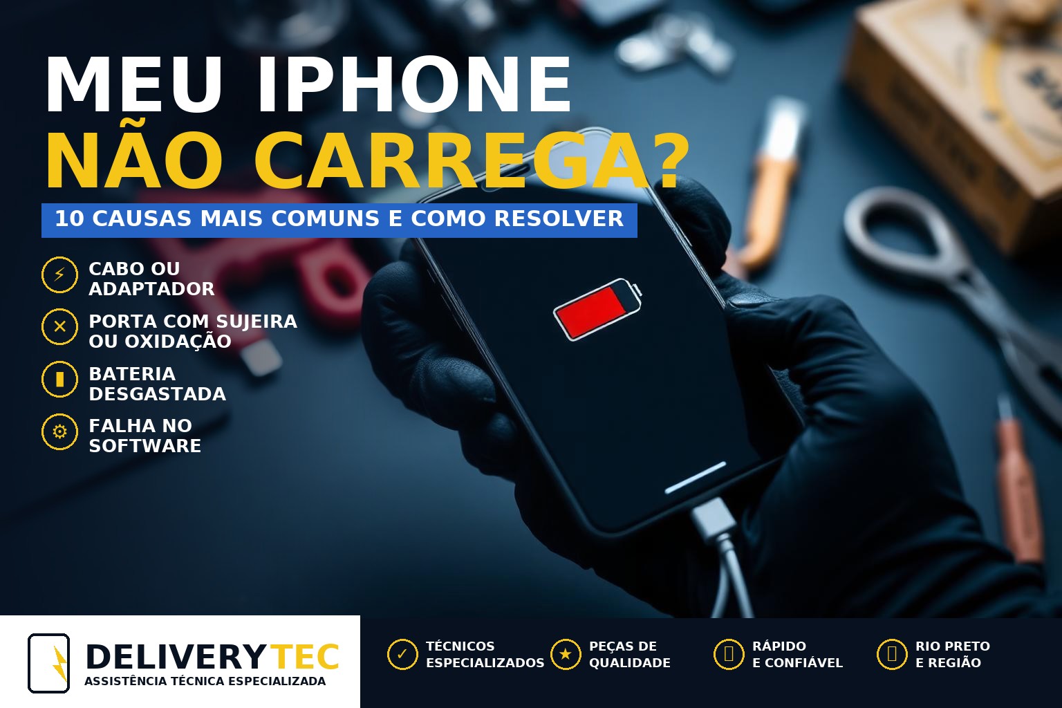Meu iPhone não carrega: 10 causas mais comuns e como resolver