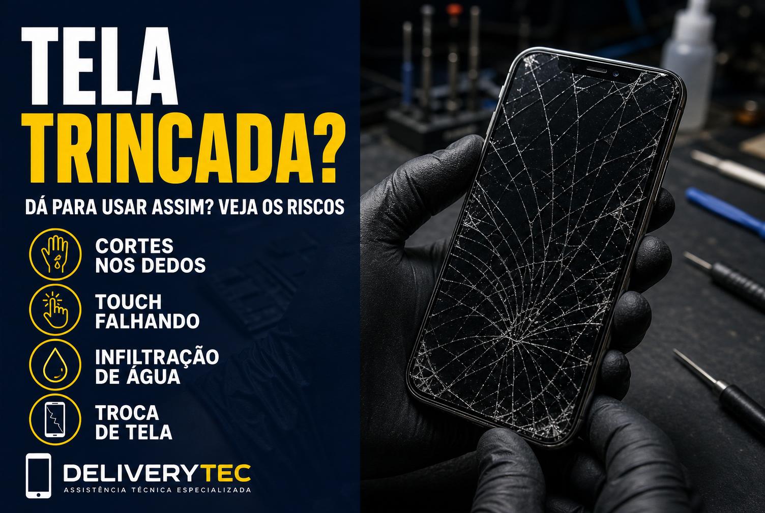 Tela do celular trincada: dá para usar assim ou preciso trocar agora?